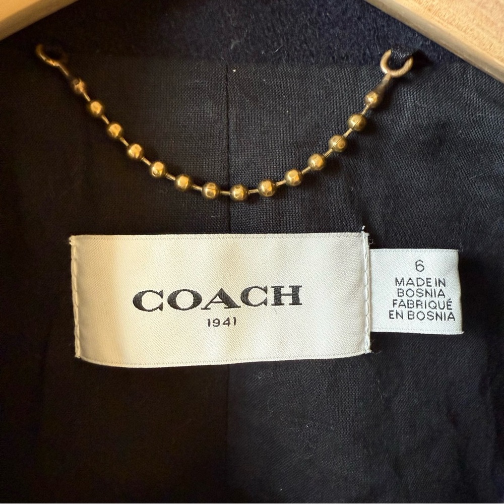 Coach 1941 Naval Officer Double Breasted Navy Wool Pea Coat with jeweled patches - Picture 2 of 10